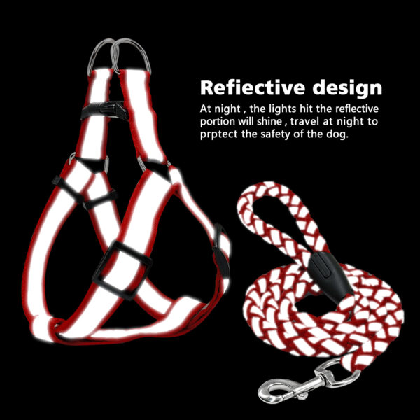 Step-in Reflective Nylon Dog Vest with Leash Set - Image 3