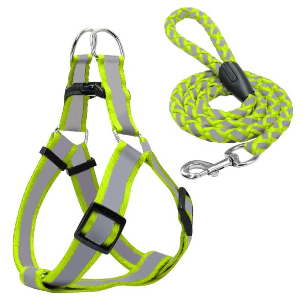 Step-in Reflective Nylon Dog Vest with Leash Set - Image 4