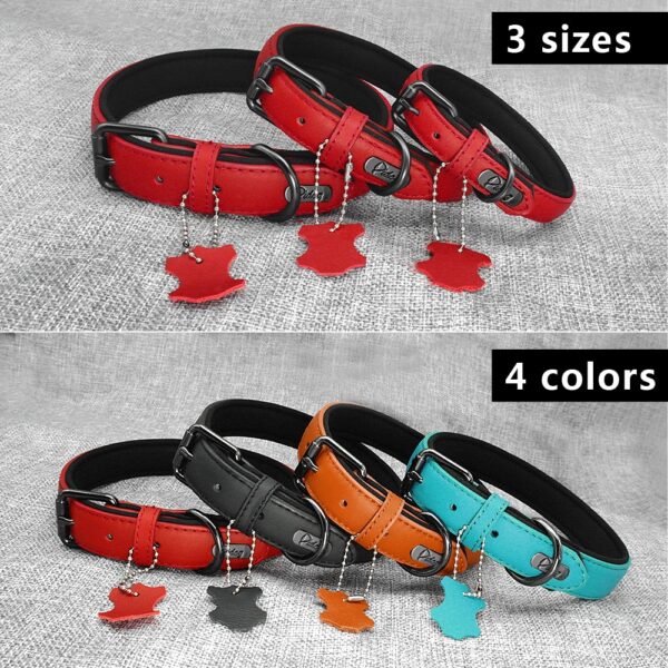 Padded Adjustable Genuine Leather Dog Collar - Image 3