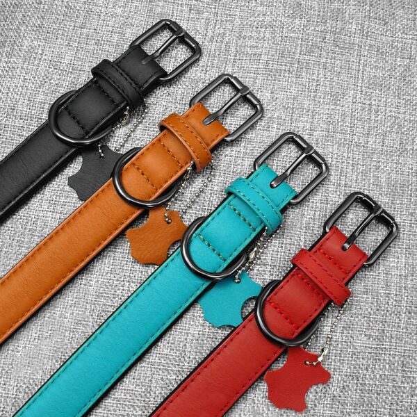 Padded Adjustable Genuine Leather Dog Collar - Image 4