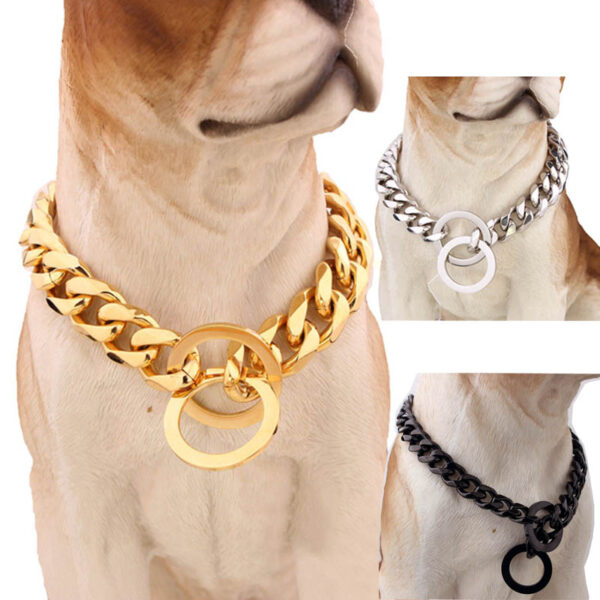 Wide Stainless Steel Chain Dog Collar