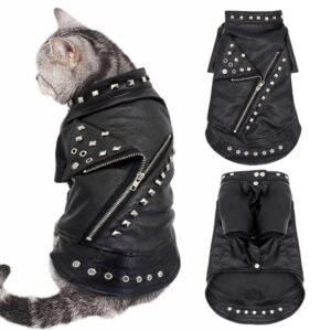 Black Leather Jacket for Cats