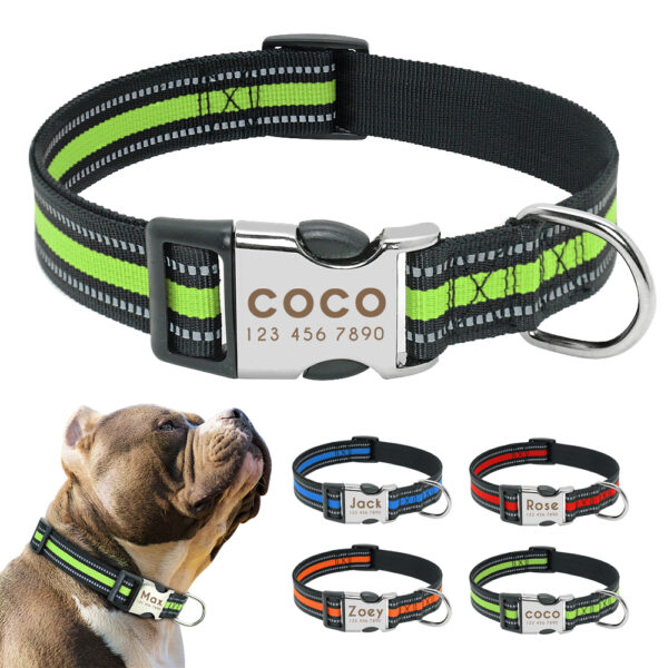 Dog's Striped Reflective Collar - Image 3