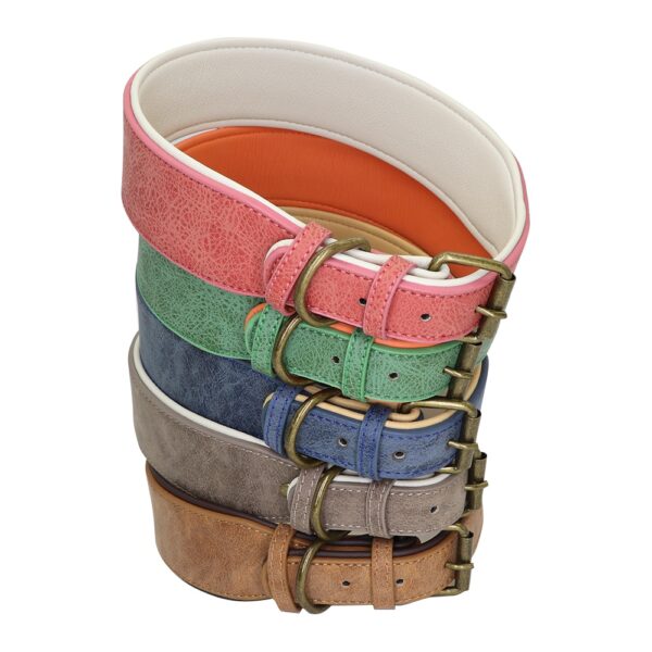 Soft Padded Wide Leather Dog Collar - Image 3