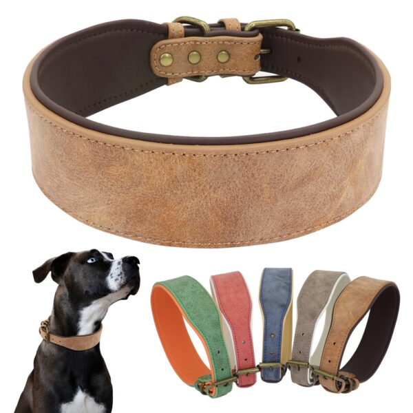 Soft Padded Wide Leather Dog Collar - Image 4