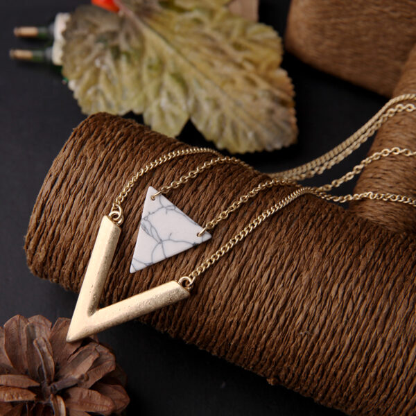Marble Triangle Shaped Pendant Necklace - Image 6