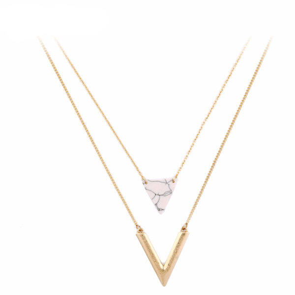 Marble Triangle Shaped Pendant Necklace