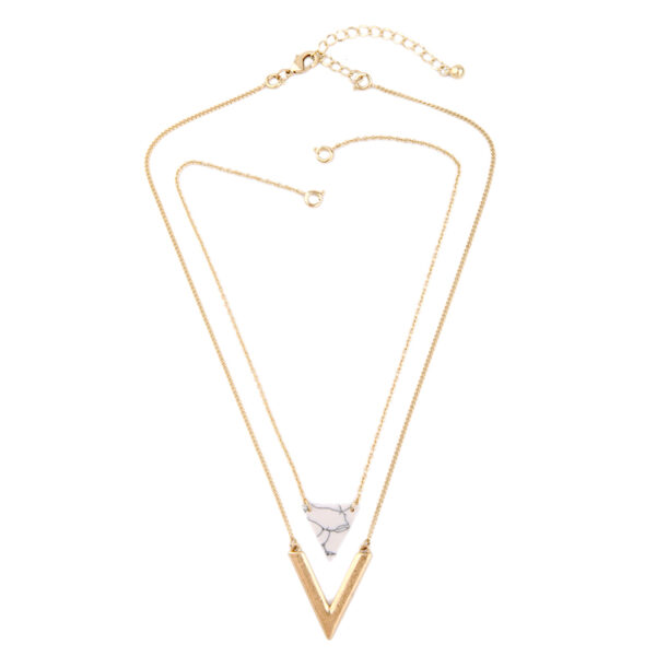 Marble Triangle Shaped Pendant Necklace - Image 3