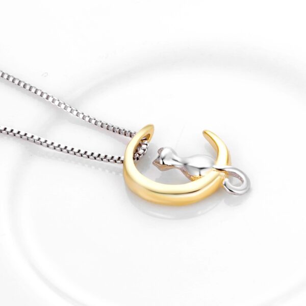 Fashion Pendant Necklace with Cat on Moon - Image 5