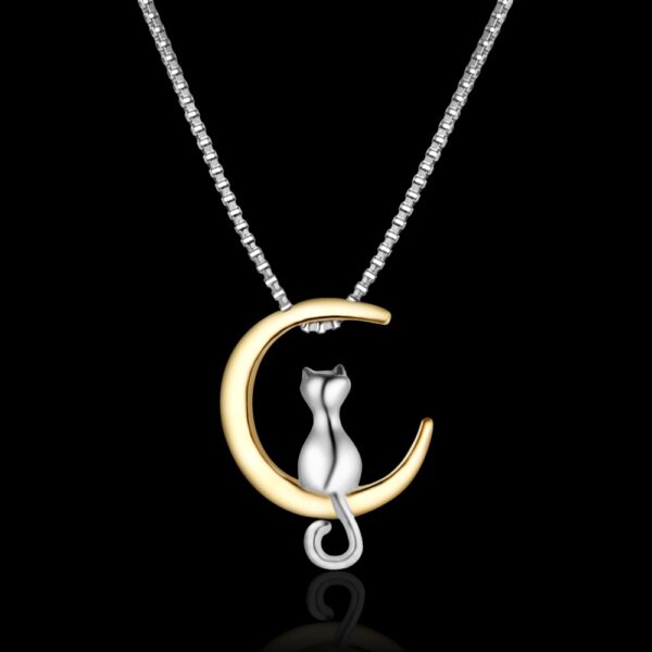Fashion Pendant Necklace with Cat on Moon - Image 7