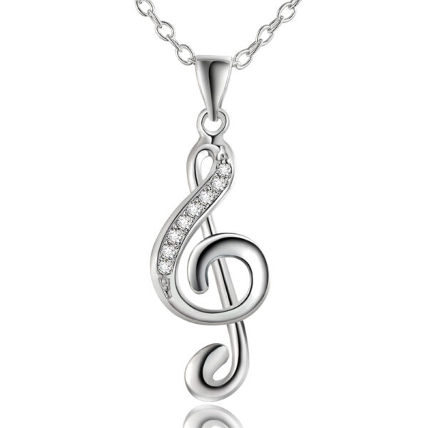 Exquisite Violin Clef Shaped Silver Plated Women's Pendant - Image 3
