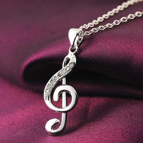 Exquisite Violin Clef Shaped Silver Plated Women's Pendant - Image 4