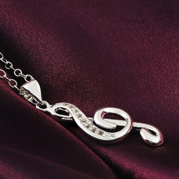 Exquisite Violin Clef Shaped Silver Plated Women's Pendant - Image 5