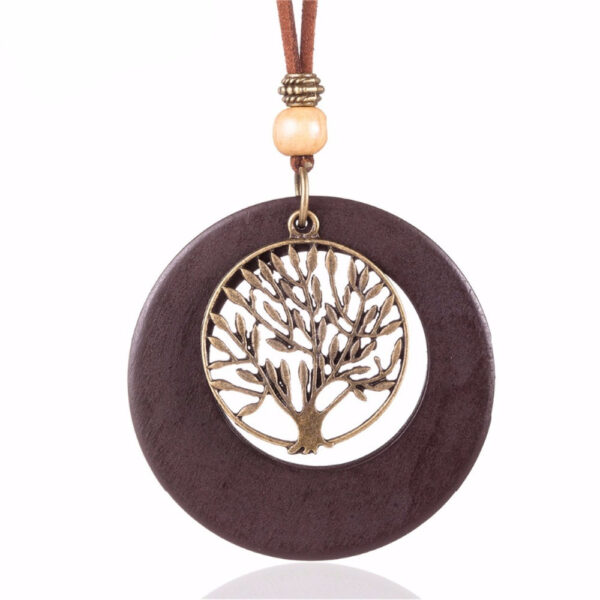 Wooden Tree of Life Pendant Necklace - Image 3