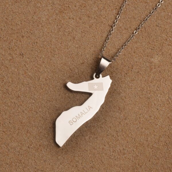 Somalia Country Map Shaped Silver Necklace - Image 6