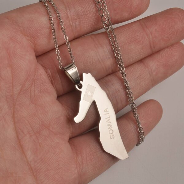 Somalia Country Map Shaped Silver Necklace - Image 4