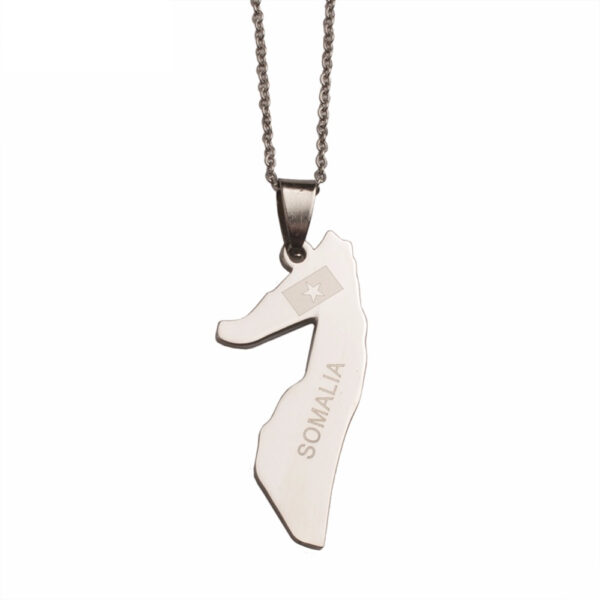 Somalia Country Map Shaped Silver Necklace - Image 3