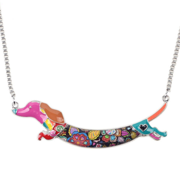 Fashion Necklace with Colorful Dachshund Pendant