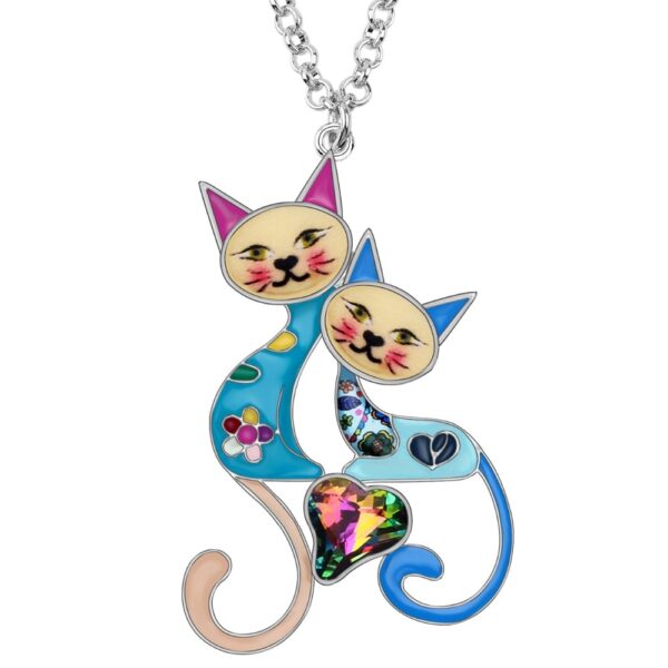 Alloy Rhinestone Crystal Cat Necklace - Image 4