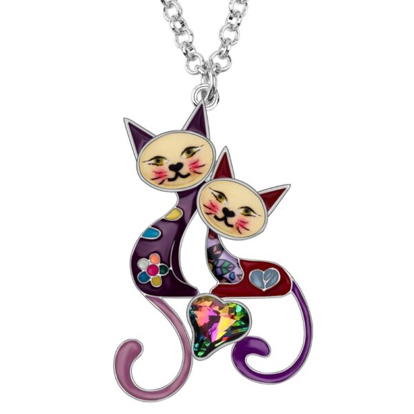 Alloy Rhinestone Crystal Cat Necklace - Image 6