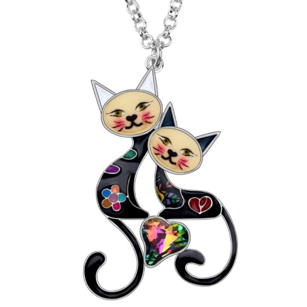 Alloy Rhinestone Crystal Cat Necklace - Image 5