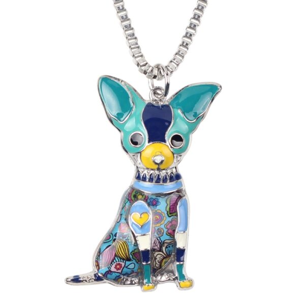 Women's Colorful Chihuahua Enamel Pendant Necklace - Image 3