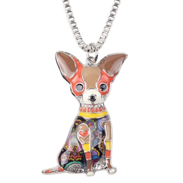 Women's Colorful Chihuahua Enamel Pendant Necklace - Image 4