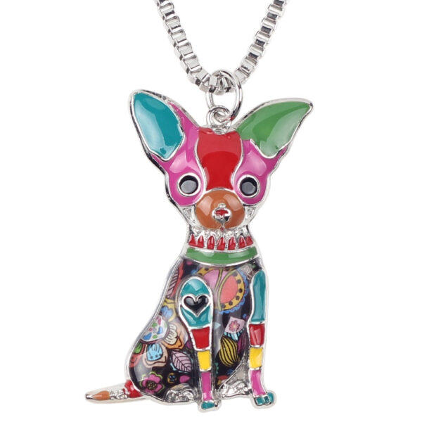 Women's Colorful Chihuahua Enamel Pendant Necklace