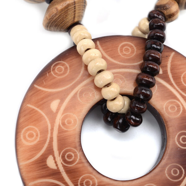 Women's Ethnic Wooden Pendant Necklace - Image 6