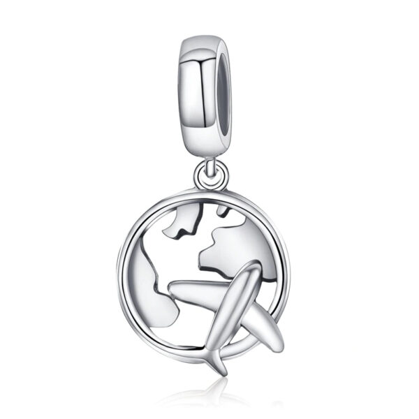 Women's 925 Sterling Silver Map with Plane Shaped Pendant