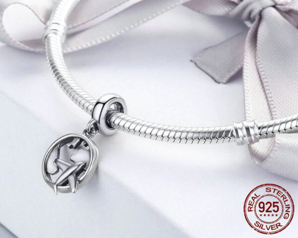 Women's 925 Sterling Silver Map with Plane Shaped Pendant - Image 4