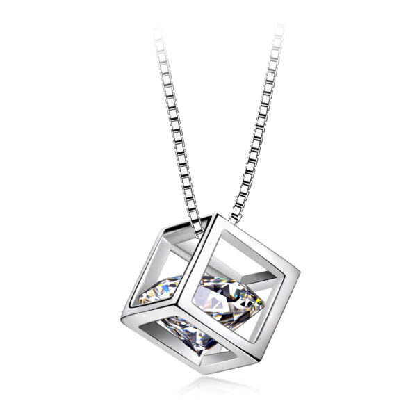 Women's Cube Designed Pendant with Crystal - Image 3