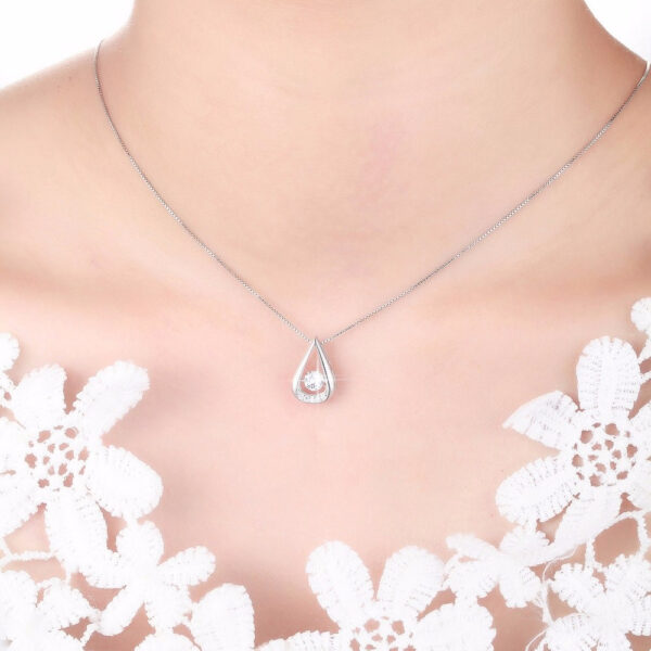 Women's Silver Water Drop Shaped Pendant Necklace - Image 4