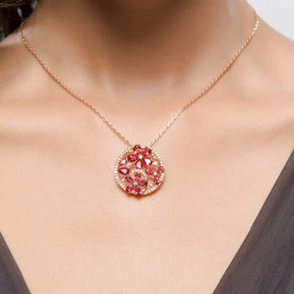 Elegant Round Shaped Floral Crystal Pendant - Image 6
