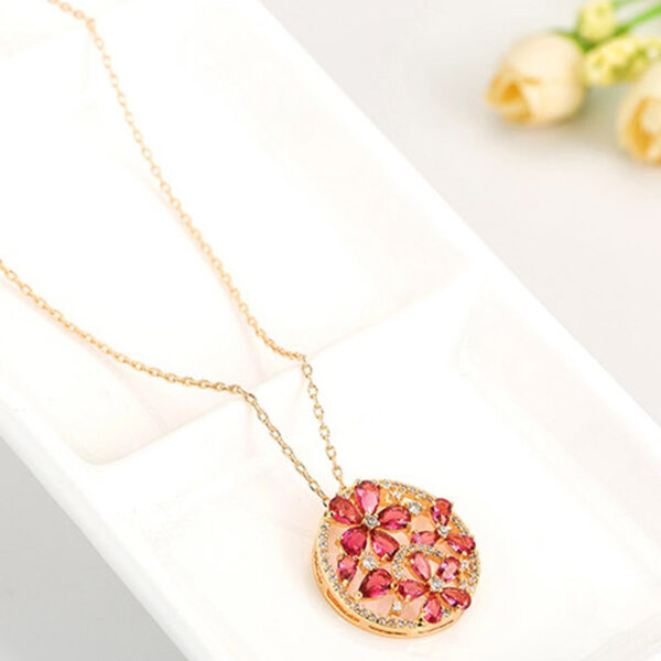 Elegant Round Shaped Floral Crystal Pendant - Image 4