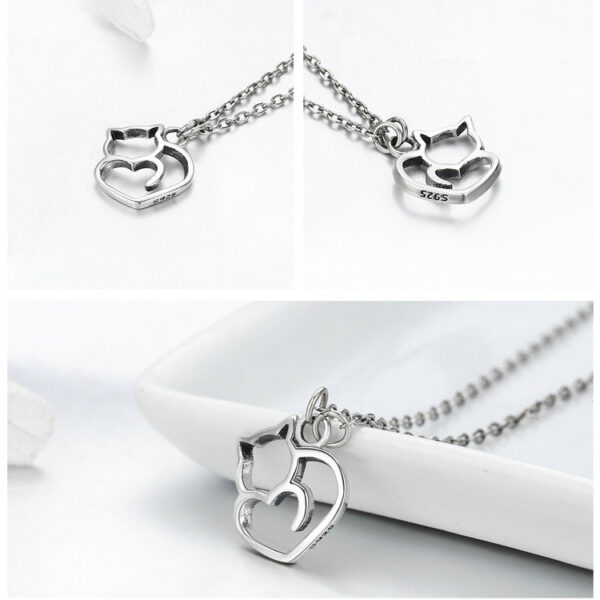 925 Sterling Silver Cat Pendant Necklace - Image 7