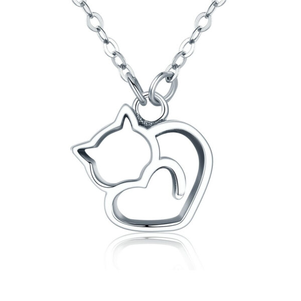 925 Sterling Silver Cat Pendant Necklace - Image 3