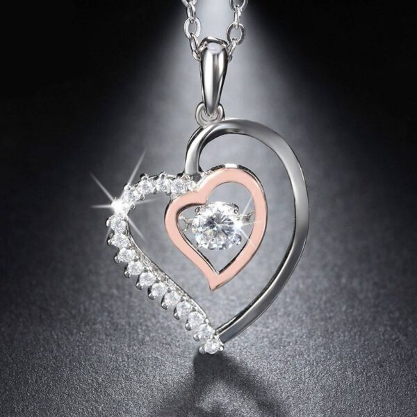 Silver Heart Shaped Pendant Necklace - Image 3