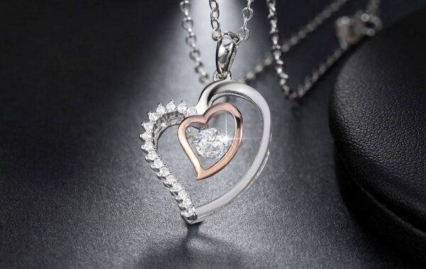 Silver Heart Shaped Pendant Necklace - Image 4