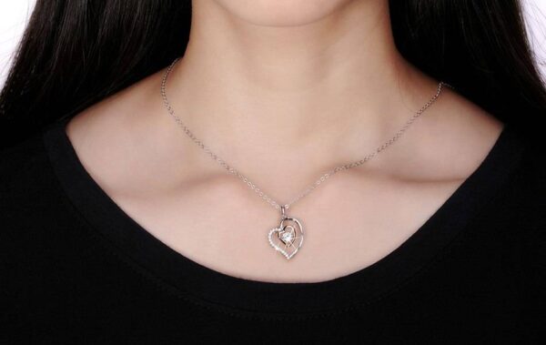 Silver Heart Shaped Pendant Necklace - Image 6