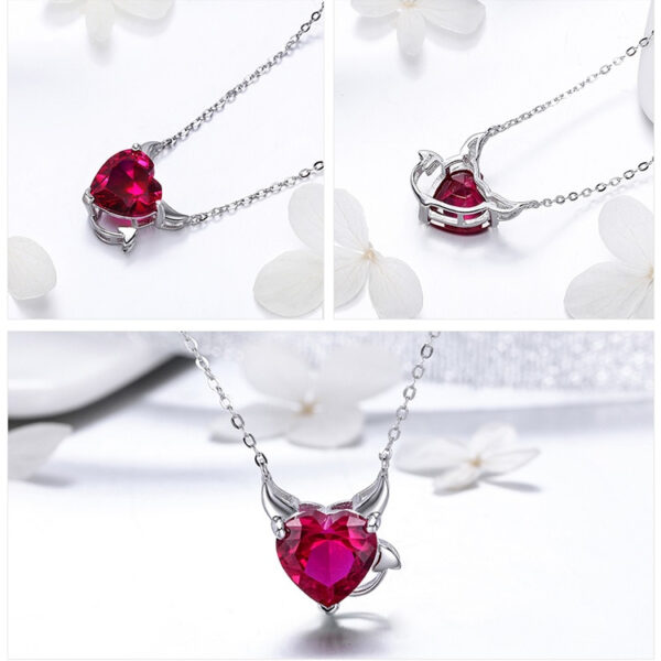 Crystal Devil's Heart Pendant Necklace - Image 4