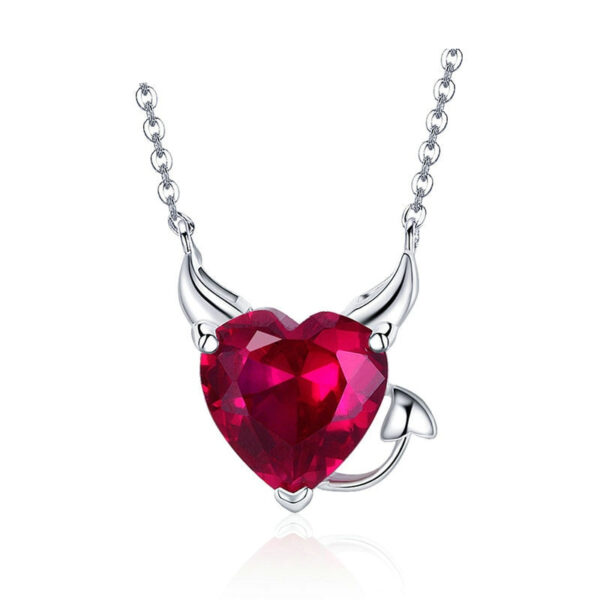 Crystal Devil's Heart Pendant Necklace - Image 3