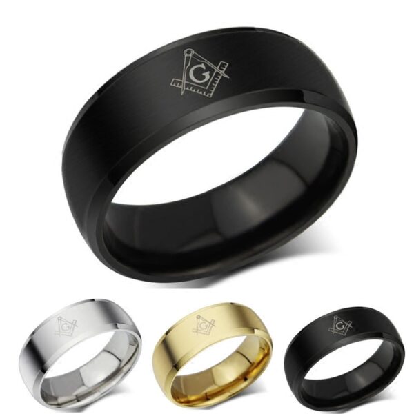 Charming Masonic Stainless Steel Men's Ring - Image 3
