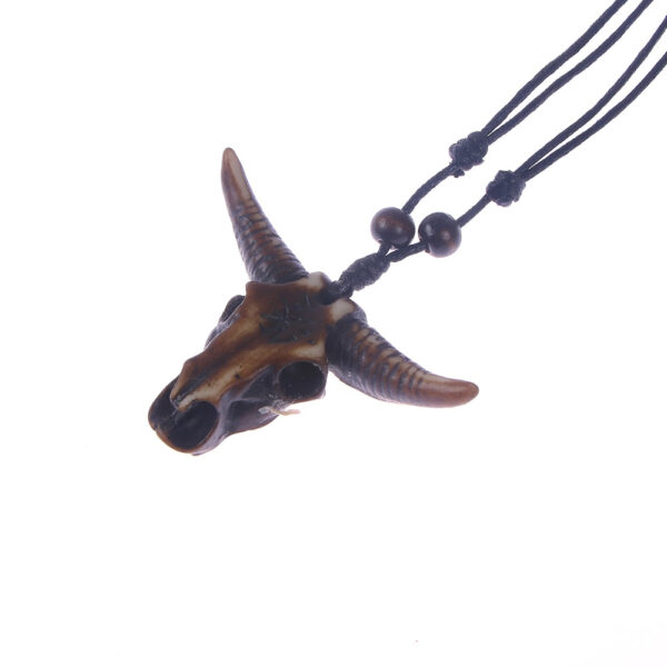 Tribal Necklace for Men with Bull Skull Pendant - Image 7