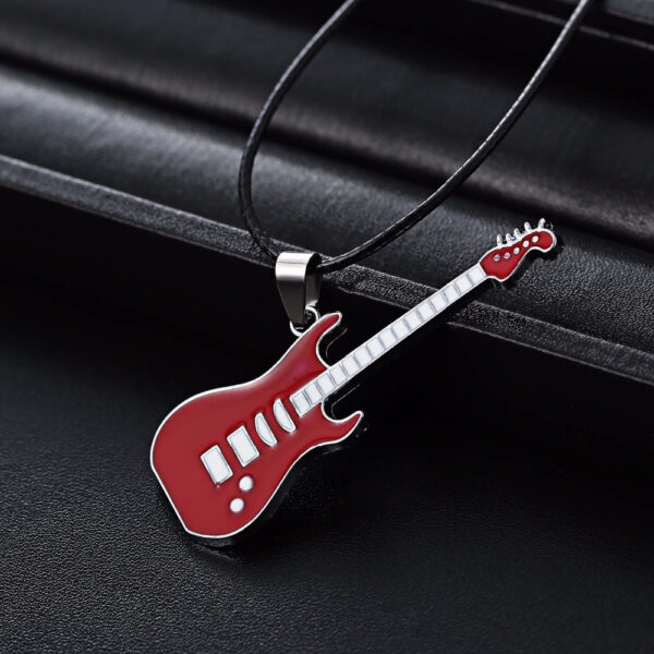 Men's Enamel Guitar Pendant Necklace - Image 5