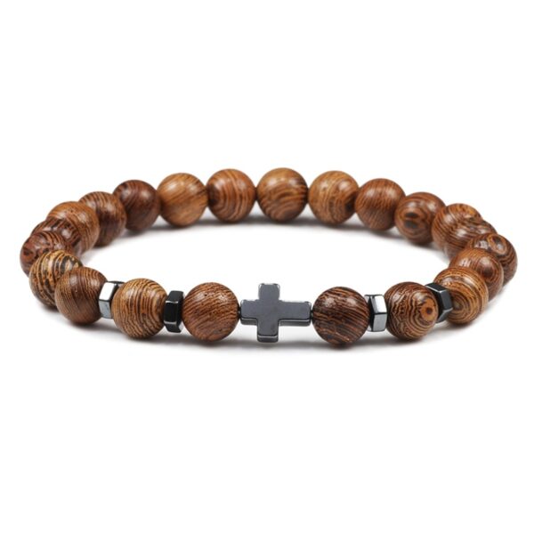 Hematite Cross Beaded Bracelet