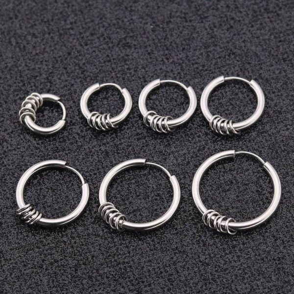 Men's Round Shaped Stainless Steel Stud Earring - Image 6