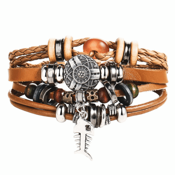 Boho Style Multilayer Leather Men's Bracelet - Image 2