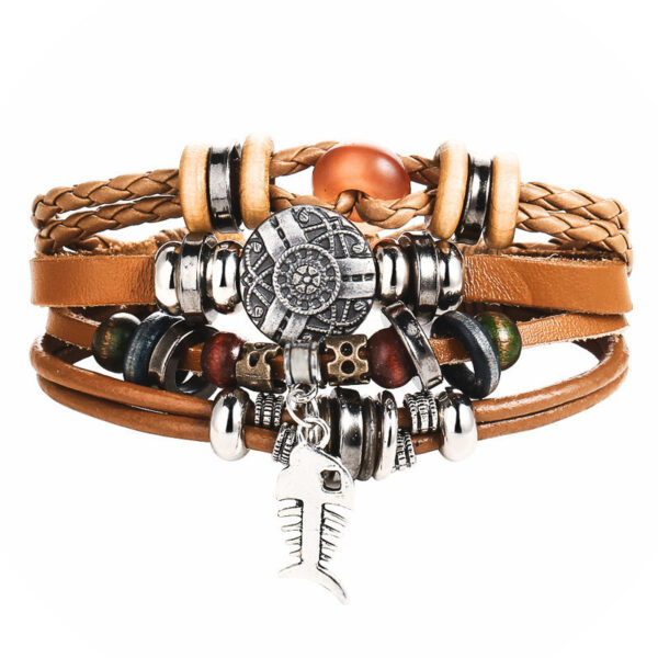 Boho Style Multilayer Leather Men's Bracelet - Image 3