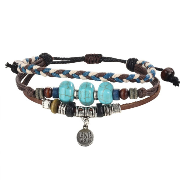 Boho Style Multilayer Leather Men's Bracelet - Image 8